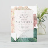 Big Pink Green Flower Baby shower Invitation Kaart (Staand voorkant)