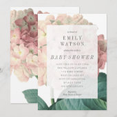 Big Pink Green Flower Baby shower Invitation Kaart (Voorkant / Achterkant)