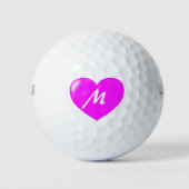 Big Pink Heart monogram Sjabloon Golfballen (Voorkant)