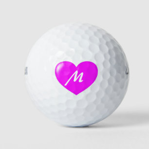 Big Pink Heart Monogram Sjabloon Golfballen