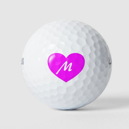 Big Pink Heart monogram Sjabloon Golfballen (Voorkant)
