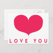 Big Pink Heart Valentijnsdag Briefkaart (Voorkant / Achterkant)