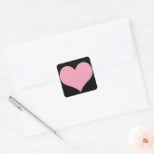 Big Pink Love Heart Vierkante Sticker (Envelop)