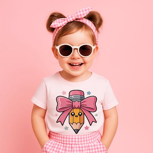 Big Pink Ribbon Pencil Terug naar School Gift 2026 T-shirt