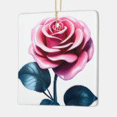 Big Pink Rose Keramisch Ornament (Links)