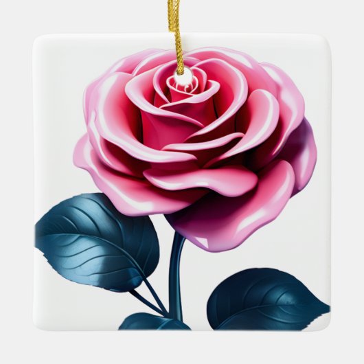 Big Pink Rose Keramisch Ornament (Voorkant)