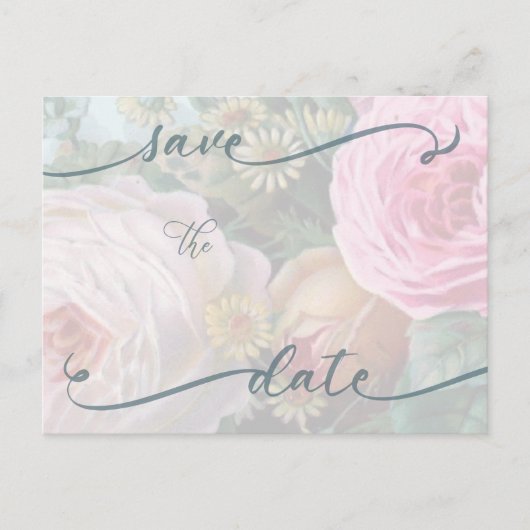 Big Pink Roses Save the Date Briefkaart Sjabloon (Voorkant)