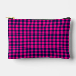 Big Pixel Check Plaid in Pink Navy Etui