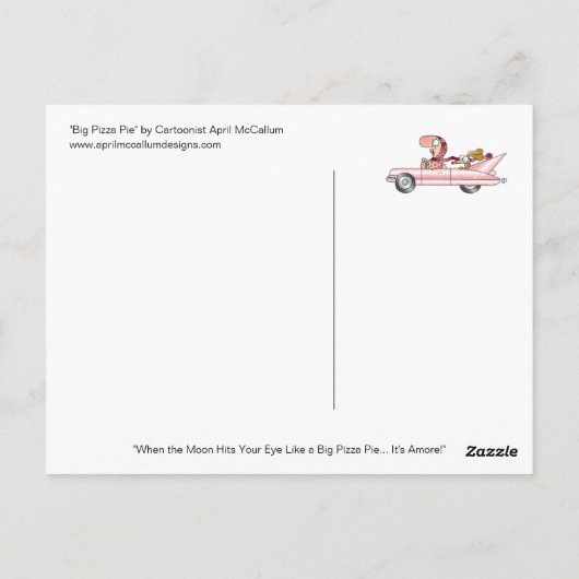 BIG PIZZA PIE Briefkaart door April McCallum (Achterkant)