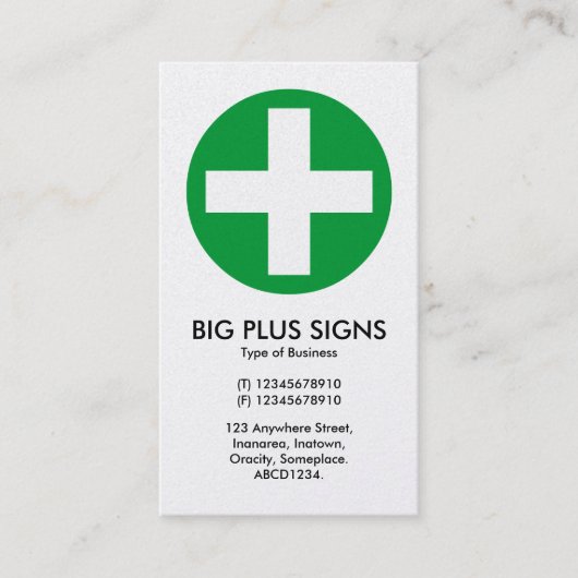 Big Plus is groen - wit (Platinum Kaart) Visitekaartje (Voorkant)
