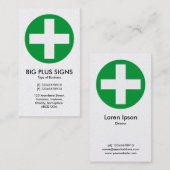 Big Plus-signalen Groen - Wit (Gold Kaart) Visitekaartje (Voorkant / Achterkant)