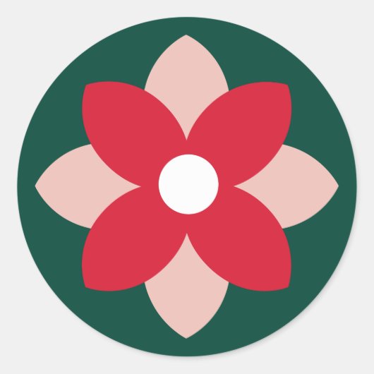 Big Poinsettia Pine Green Holiday Sticker (Voorkant)