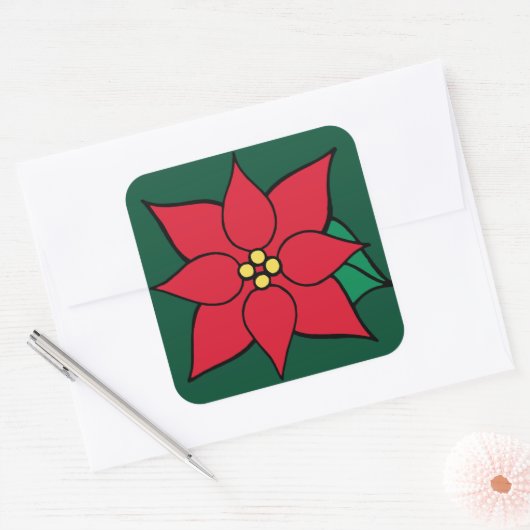 Big Poinsettia-Stickers Vierkante Sticker (Envelop)