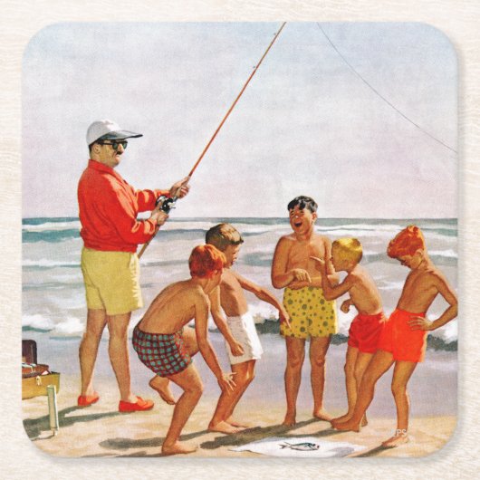 Big Pole Little Fish van Richard Sargent Kartonnen Onderzetters (Voorkant)