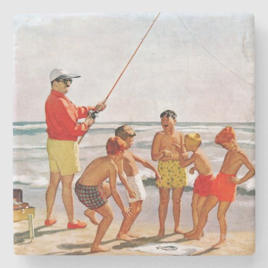 Big Pole Little Fish van Richard Sargent Stenen Onderzetter (Voorkant)