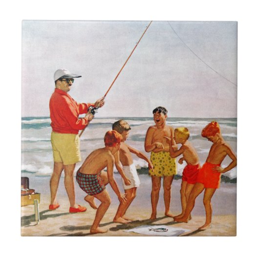 Big Pole Little Fish van Richard Sargent Tegeltje (Voorkant)