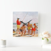 Big Pole Little Fish van Richard Sargent Vierkante Klok (Huis)