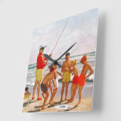 Big Pole Little Fish van Richard Sargent Vierkante Klok (Hoek)