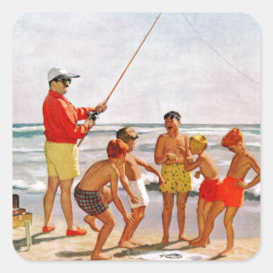 Big Pole Little Fish van Richard Sargent Vierkante Sticker