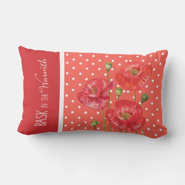 Big Polka Dot Prints in Peach en Poppy Red Buitenkussen (Achterkant)