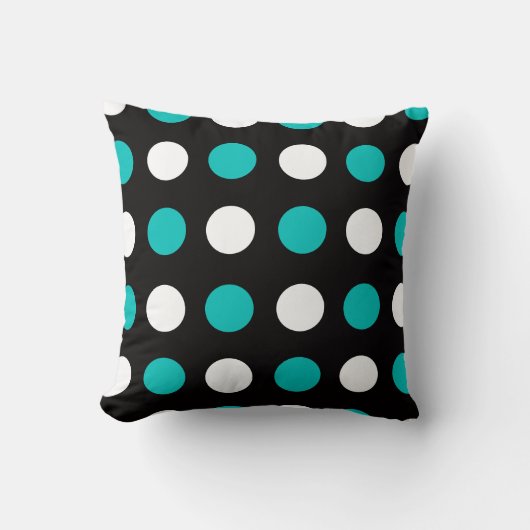 Big Polka Dots Blauwgroen Black en White Pillow Kussen (Voorkant)