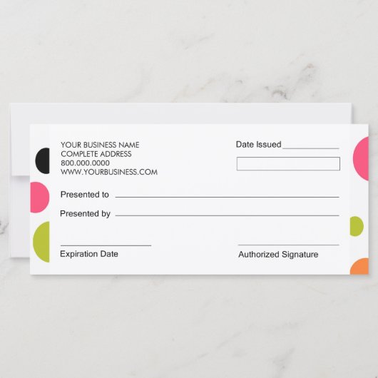 Big Polka Dots Boutique Style Cadeaubonnen (Achterkant)