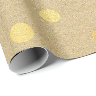 Big Polka Dots Kraft Gold Elegant Minimum Cadeaupapier