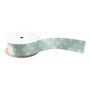 Big Polka Dots Mint Cute Kerstvakanay Ribbon Satijnen Lint