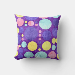 Big Polka Dots Paars Geel Blauw Kussen
