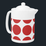 Big Polka Dots Teapot Theepot<br><div class="desc">Cute en trendy Big Polka Dots Teapot. Dit ontwerp bevat te grote cirkelpoka-stippen in rood en wit. De tekst kan aan dit ontwerp worden toegevoegd om het een persoonlijke aanraking te geven.</div>