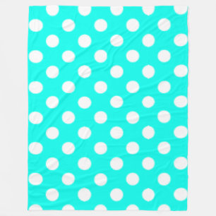 Big Polkadots Turquoise Blue Fleece Deken