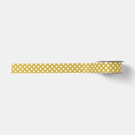 Big Polkadotted Design Gold Satijnen Lint (Voorkant)