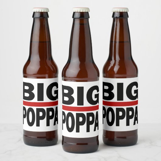Big Poppa Hip Hop Pap Fathers Day Gift Bier Etiket (Flessen)