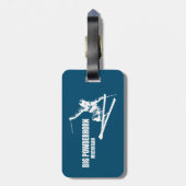 Big Powderhorn Mountain Michigan Skier Bagagelabel (Achterkant verticaal)