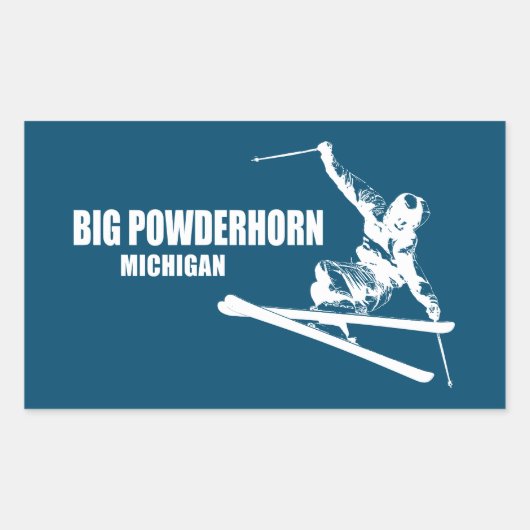 Big Powderhorn Mountain Michigan Skier Rechthoekige Sticker (Voorkant)