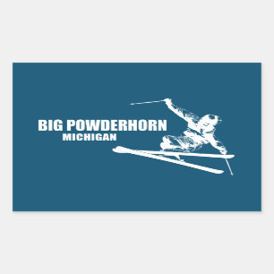 Big Powderhorn Mountain Michigan Skier Rechthoekige Sticker