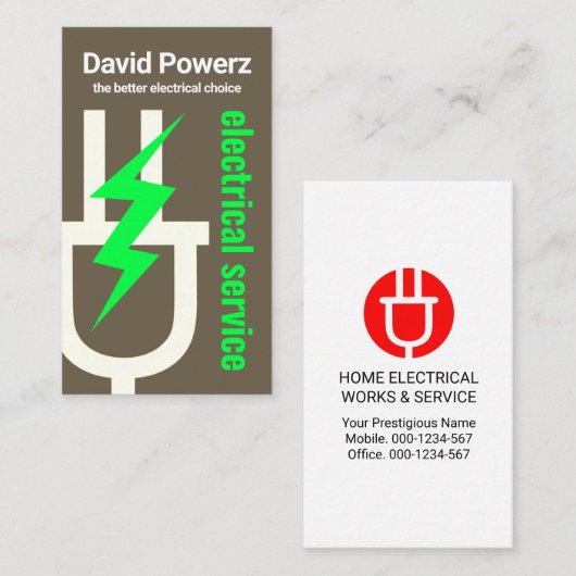 Big Power Plug elektrische lading Visitekaartje (Voorkant / Achterkant)