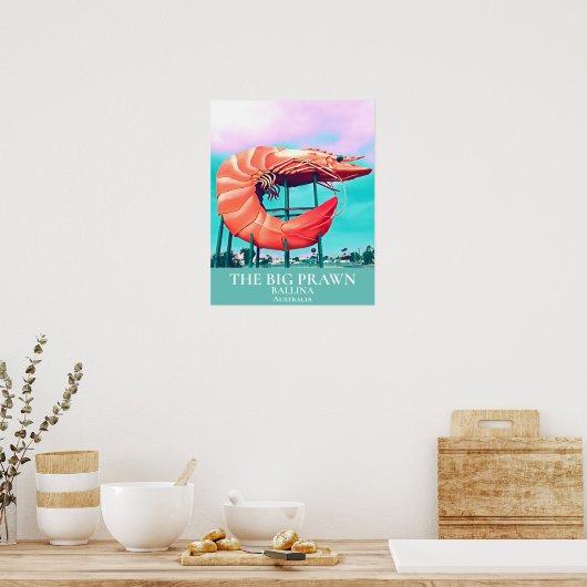 Big Prawn reispictogram Ballina Australia Poster (Keuken)