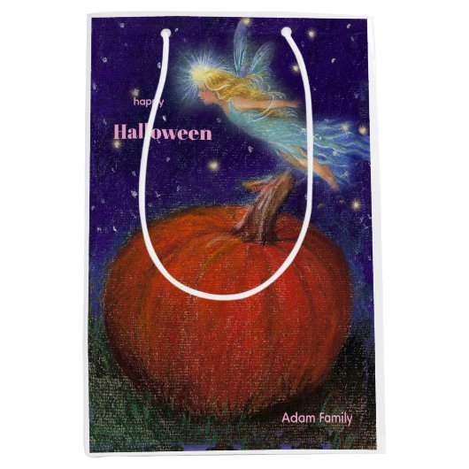 Big Pumpkin Fairy Custom Halloween Medium Cadeauzakje (Voorkant)