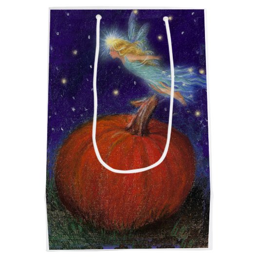 Big Pumpkin Fairy Custom Halloween Medium Cadeauzakje (Achterkant)