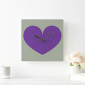 Big Purple Heart Design Wall Clock Vierkante Klok (Huis)
