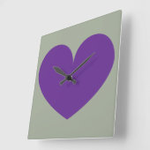 Big Purple Heart Design Wall Clock Vierkante Klok (Hoek)