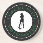 Big Putts Funny Lady Golfer Modern Black Green Zandsteen Onderzetter (Voorkant)
