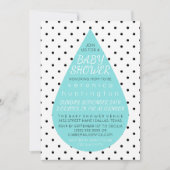 Big Raindrop & Polka Dots Blue Baby shower Kaart (Voorkant)