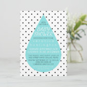 Big Raindrop & Polka Dots Blue Baby shower Kaart (Staand voorkant)