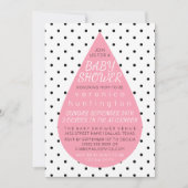 Big Raindrop & Polka Dots Pink Baby shower Kaart (Voorkant)