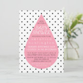 Big Raindrop & Polka Dots Pink Baby shower Kaart (Staand voorkant)