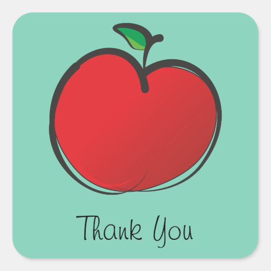 Big Red Apple Dank je Vierkante Sticker (Voorkant)