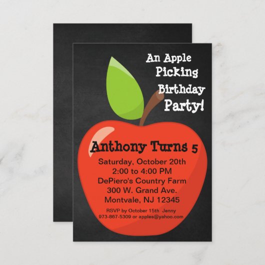 Big Red Apple plukt verjaardagsfeestje Kaart (Voorkant / Achterkant)