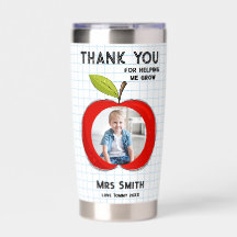 Big Red Apple Teacher Thank You Photo Water Bottle